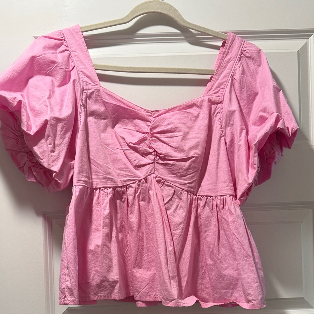 Puff Sleeve Pink Ruched, Old Navy Women's Top